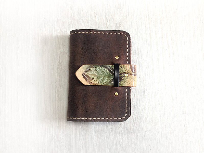 POPO│Card Pouch│ wilderness Crazy Horse leather credit card. Storage bag │ - Card Holders & Cases - Genuine Leather Brown