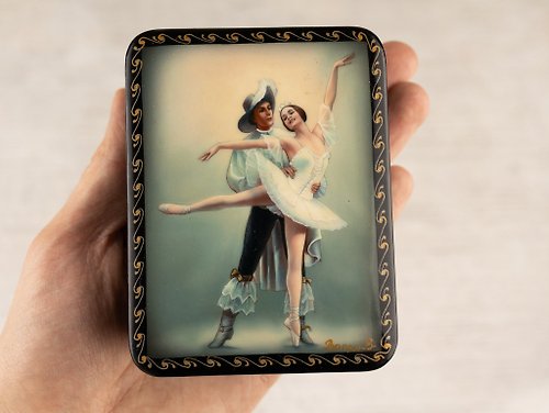 FirebirdWorkshop Ballet Lacquer Box with print, Personalized jewelry wood box with ballerina