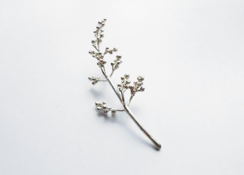 Herbarium Pin-Osmanthus fragrans - Badges & Pins - Sterling Silver Silver