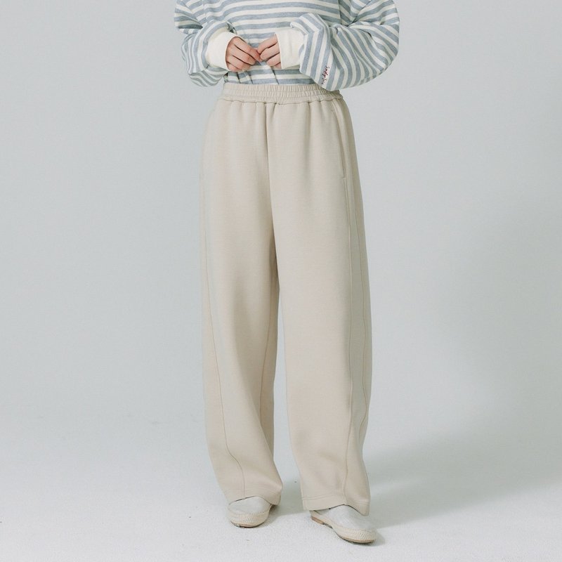 【Simply Yours】Heavyweight Knit Harem Pants - Apricot (F) - กางเกงขายาว - ผ้าฝ้าย/ผ้าลินิน ขาว