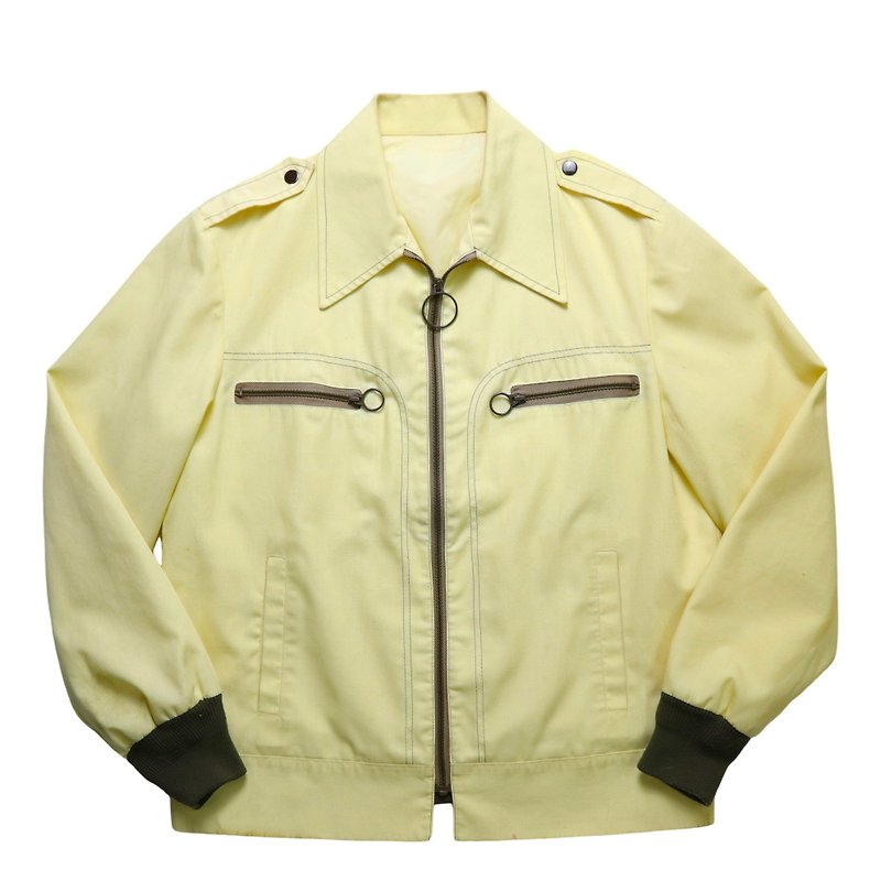 70s Goose Yellow Windproof Jacket Talon Circle Zipper - เสื้อโค้ทผู้ชาย - วัสดุอื่นๆ สีเหลือง