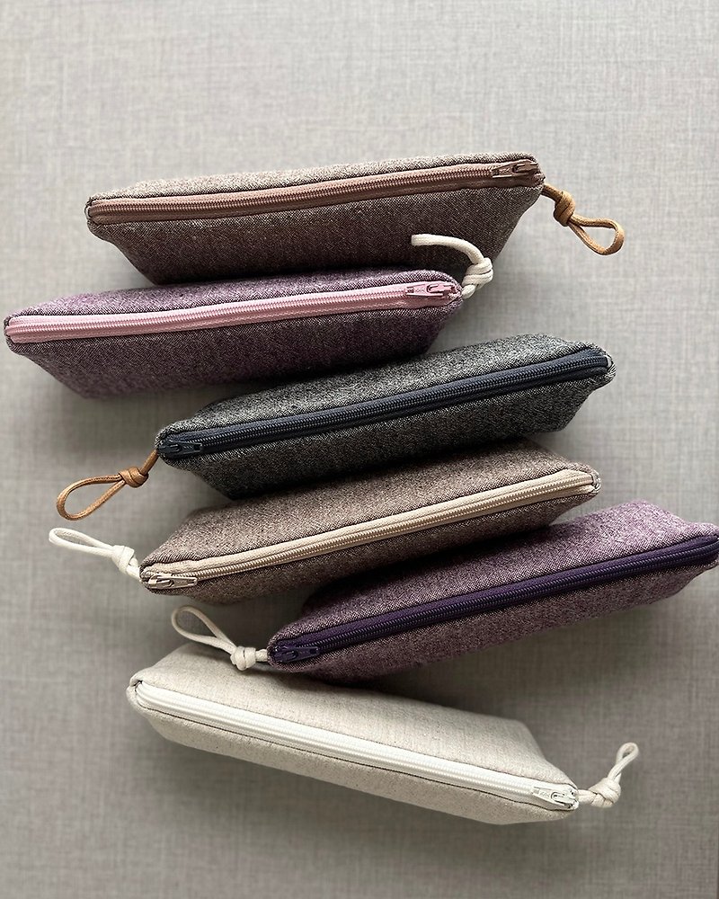 howslife handmade warm soft micro triangular pencil case/flat pencil case-Japanese linen series (small size) - Pencil Cases - Cotton & Hemp Multicolor