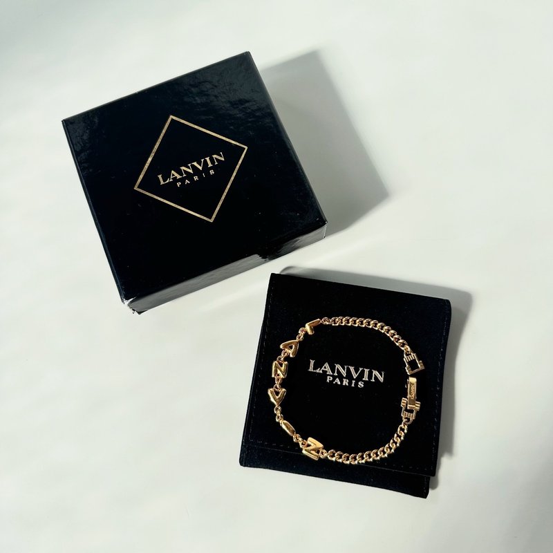 Old Bones LANVIN gold brand letter bracelet C51 vintage - สร้อยข้อมือ - โลหะ 