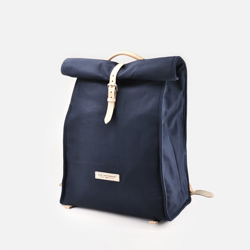 匠線LINE ARTISANAL原創 復古帆布雙肩包 小眾設計旅行男女後背包 - 背包/後背包/書包 - 棉．麻 咖啡色