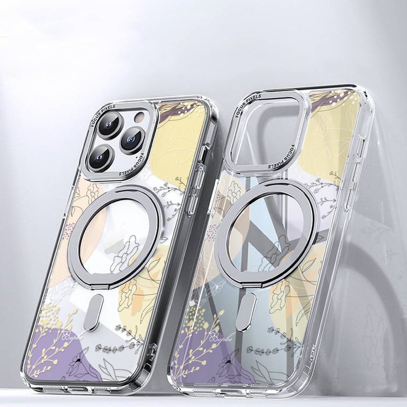 16/15/14/13/12/S24/S23 Series 360 Rotating Magnetic Stand Shell-Geometric Flower Language - Phone Cases - Other Materials Multicolor