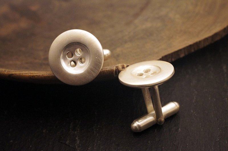 925 Sterling Silver Button Cufflinks - กระดุมข้อมือ - เงินแท้ สีเงิน