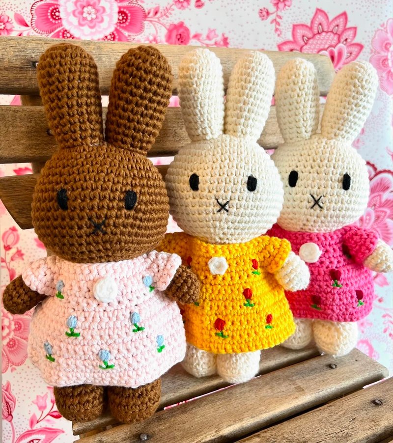荷蘭進口Miffy【鬱金香系列】正版授權手工純棉鉤針米非米飛兔 - 公仔/玩偶 - 棉．麻 多色
