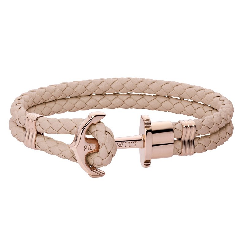 Paul Hewitt Anchor Bracelet PHREP Rose Gold PH-PH-L-R-H - สร้อยข้อมือ - หนังแท้ สีกากี