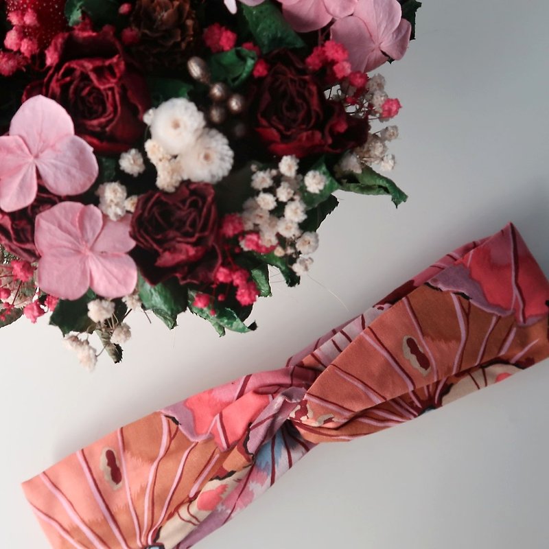 Butterfly Love Flower | American Fabric Belt - ที่คาดผม - ผ้าฝ้าย/ผ้าลินิน สึชมพู