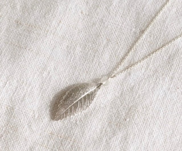 Elm leaf stone necklace (small) [P082SV(ST)] - Shop ateliersimo