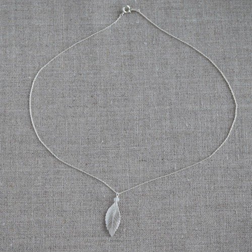 Elm leaf stone necklace (small) [P082SV(ST)]