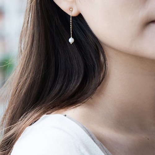 Miashi輕珠寶 日本Akoya珍珠K金珠造型耳環-黃K金