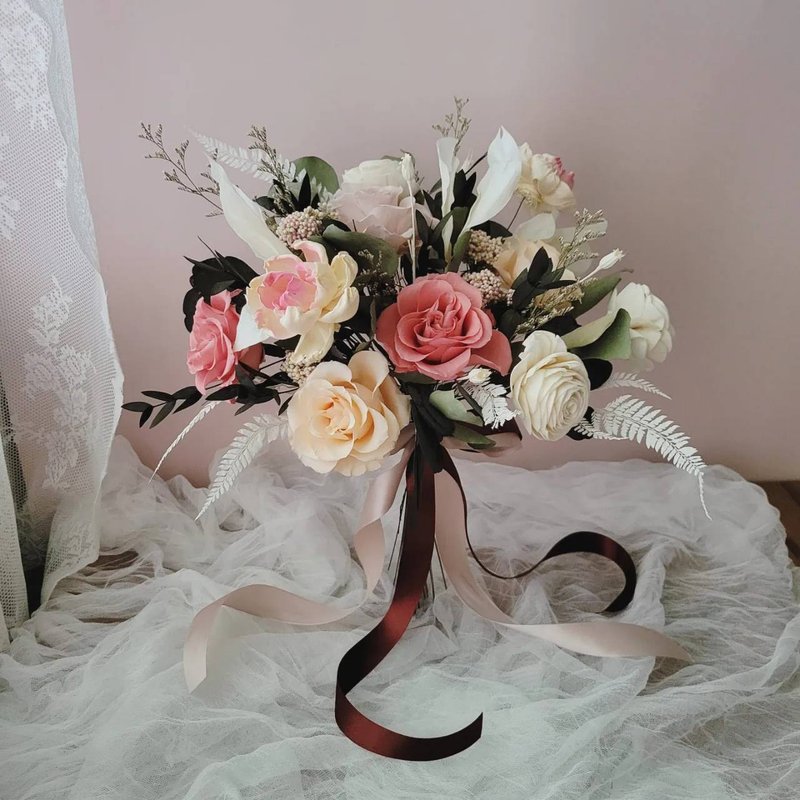 裸花 捧花 | 暖粉_捧花皆可客定製作,歡迎私訊討論 - 乾燥花/永生花 - 植物．花 粉紅色