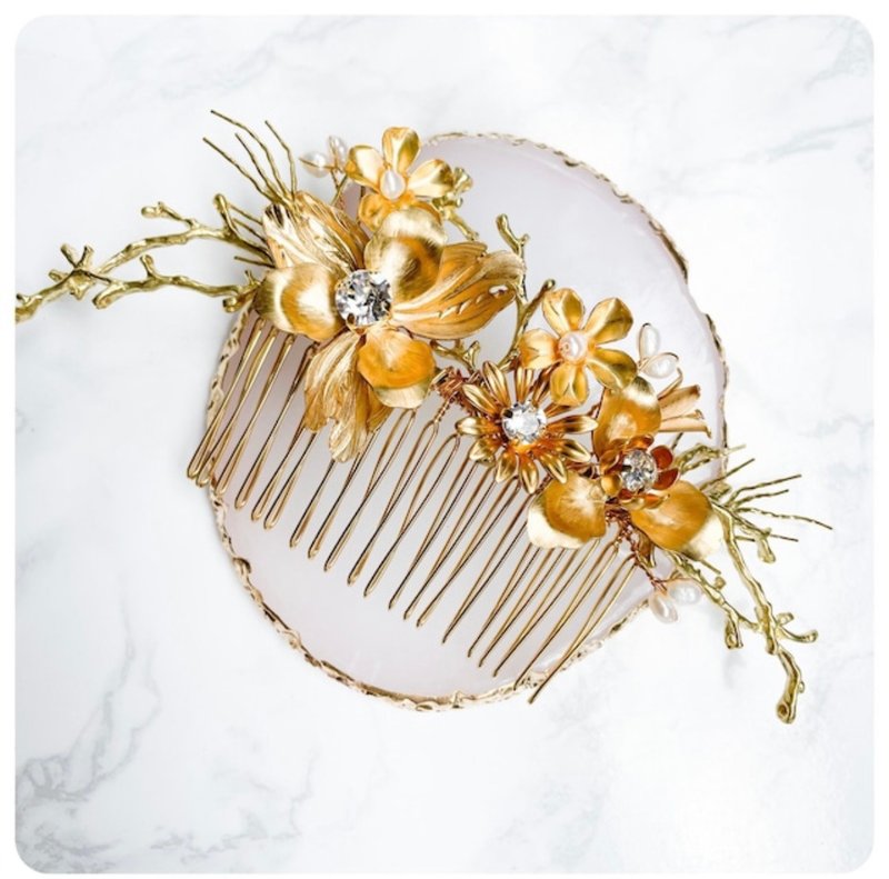 FLOWER GARDEN COMB - Hair Accessories - Copper & Brass Gold