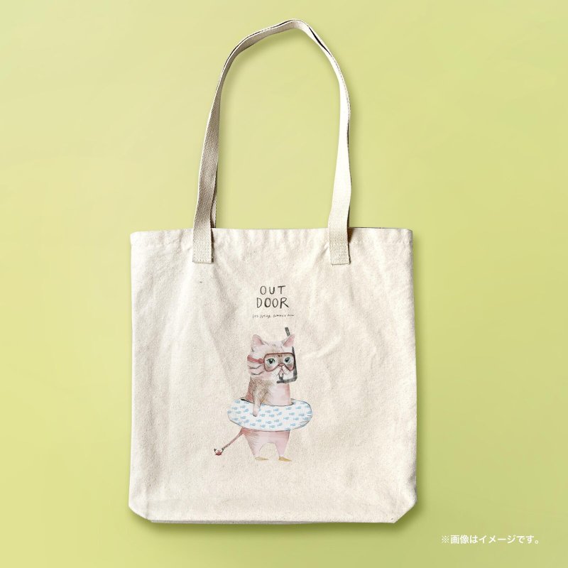 Outdoor_cat /A3サイズ対応のトートバッグ - 手提包/手提袋 - 棉．麻 白色