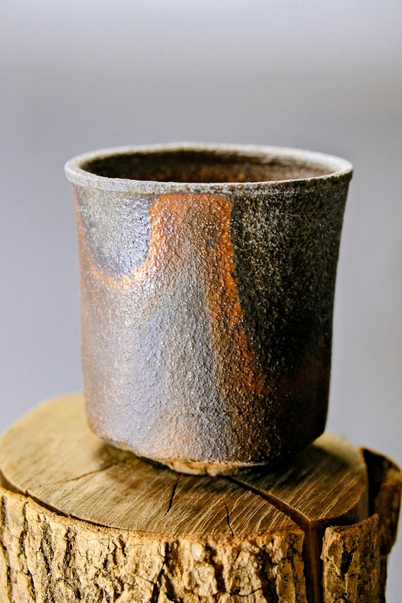 【一抹紅運】粗陶手作柴燒杯 - 茶壺/茶杯/茶具 - 陶 