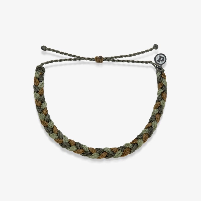 Pura Vida American Handmade Men's Camouflage Thick Wire Braided Adjustable Surf Bracelet - Bracelets - Waterproof Material Green