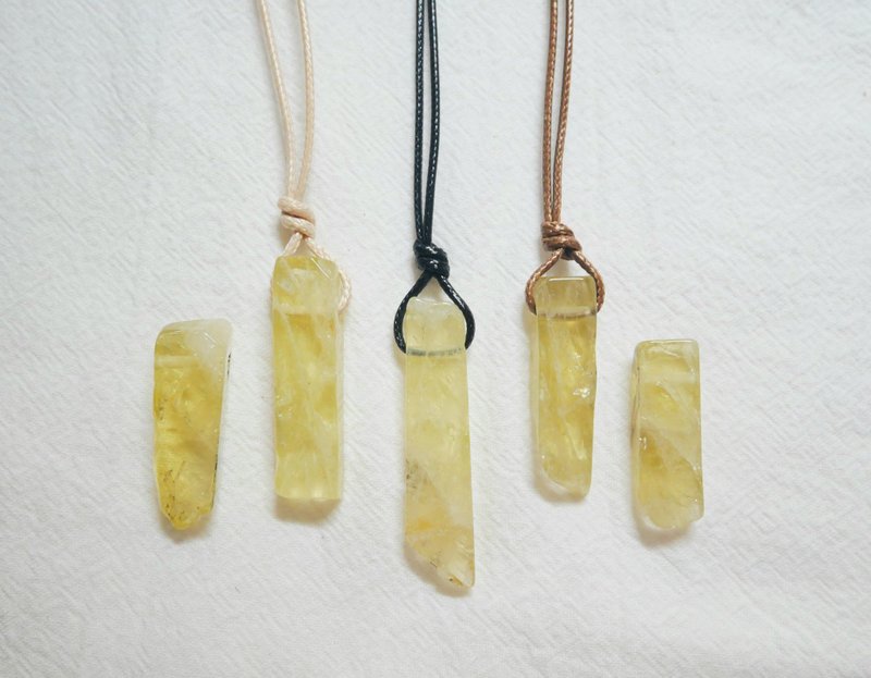 Raw yellow apatite necklace - crystal necklace - adjustable cord necklace - Necklaces - Gemstone Yellow