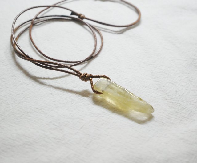 Raw yellow apatite necklace - crystal necklace - adjustable