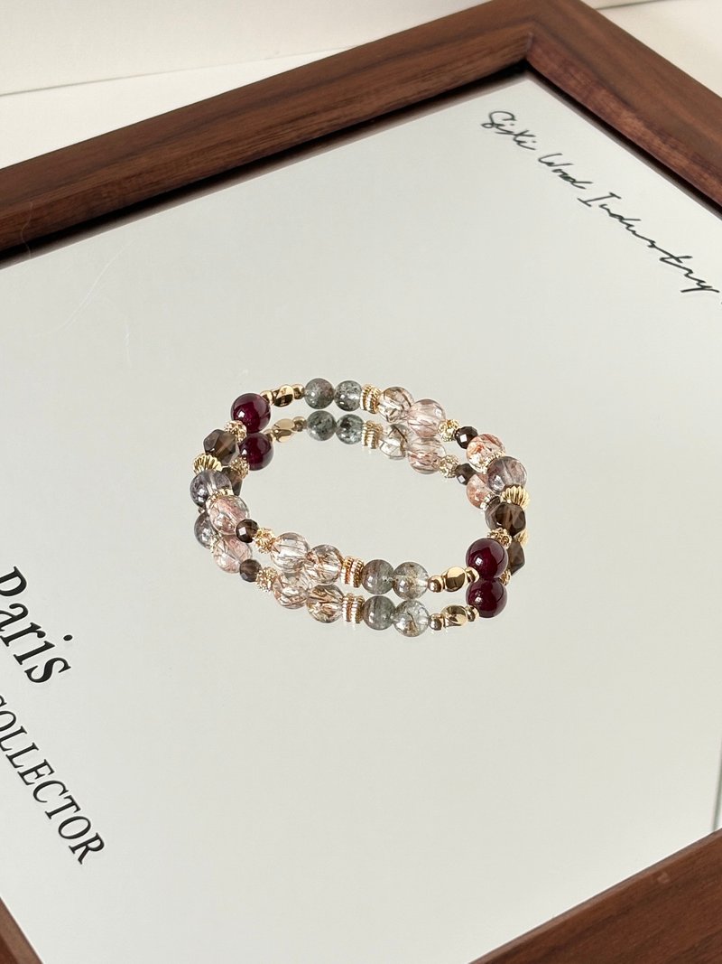 /餘暉沉香/紫牙烏石榴石 茶水晶 紅幽靈 黑金超 綠幽靈 - 手鍊/手環 - 水晶 咖啡色