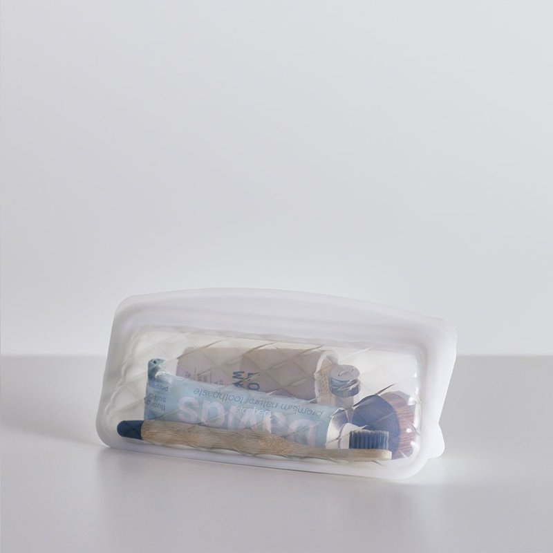 【新品】美國 Stasher 美妝收納矽膠密封袋-筆袋-白 - 化妝包/收納袋 - 矽膠 白色