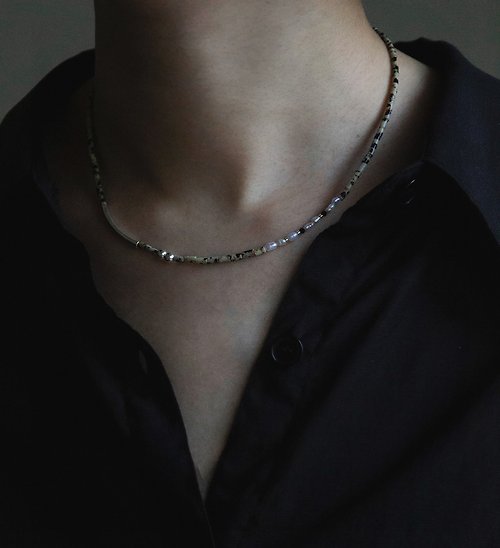 soma sema studio ORE – Dalmatian Jasper - 斑點石珍珠黑曜石 – 純銀項鍊