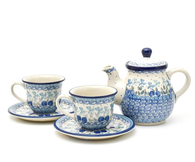 Polish Handmade Pottery Cup Set (1 Pot 2 Cup Set) - Shop