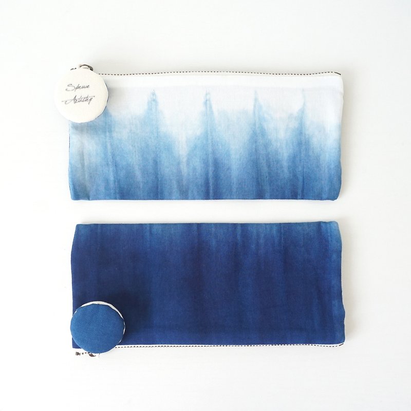 S.A x Spruce Forest, Indigo dyed Handmade Pencil Case - Pencil Cases - Cotton & Hemp Blue