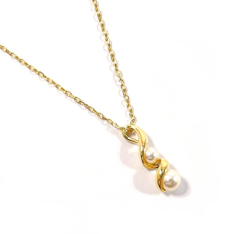 【日本直送 中古美品】ミキモト MIKIMOTO ネックレス K18イエローゴールド/アコヤ真珠 パール スパイラル アクセサリー 新品仕上げ済み 保存箱付き - 項鍊 - 貴金屬 金色