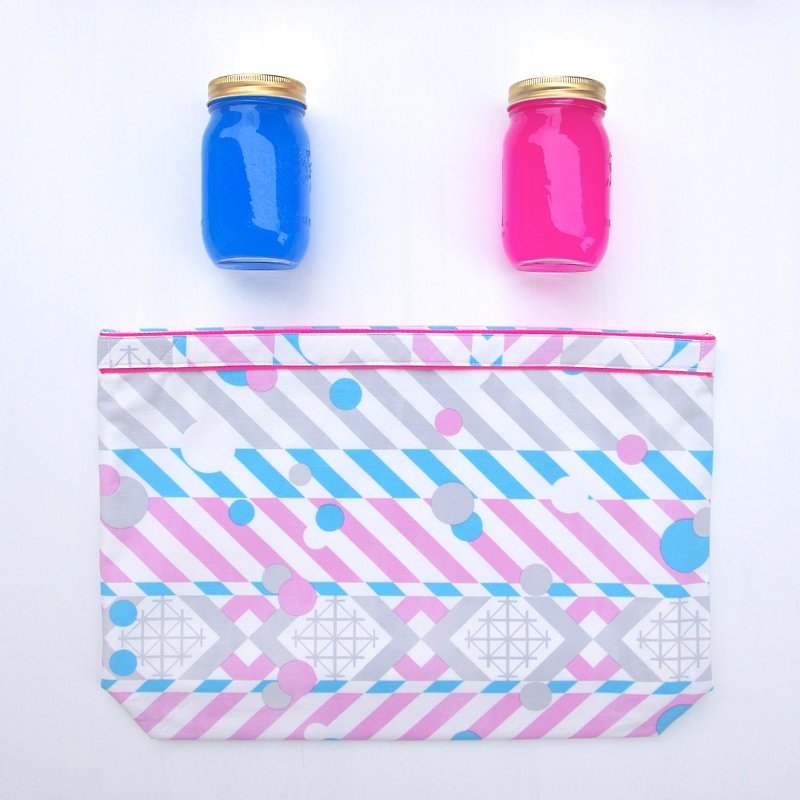 【3way bag】3 patterns (pink tape) - กระเป๋าถือ - ผ้าฝ้าย/ผ้าลินิน หลากหลายสี