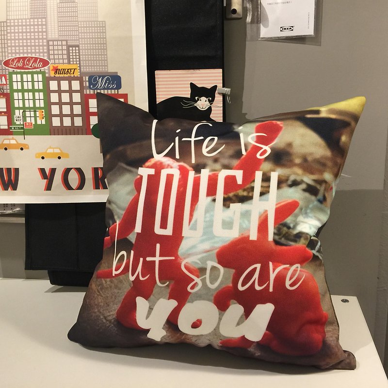 Life is tough, but so are you!-Pillow home furnishing gift - Pillows & Cushions - Polyester Red