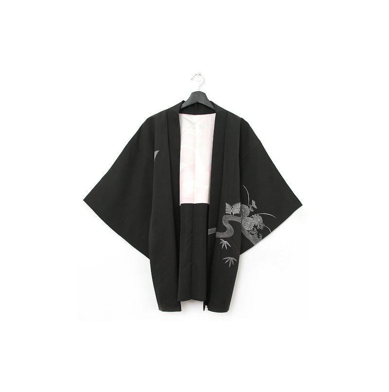Back to Green-Japan Brings Back to Yuori River Flowers/vintage kimono - เสื้อแจ็คเก็ต - ผ้าไหม 
