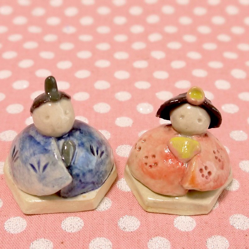 陶器の小さなお雛様 - 花瓶・植木鉢 - 磁器 ピンク