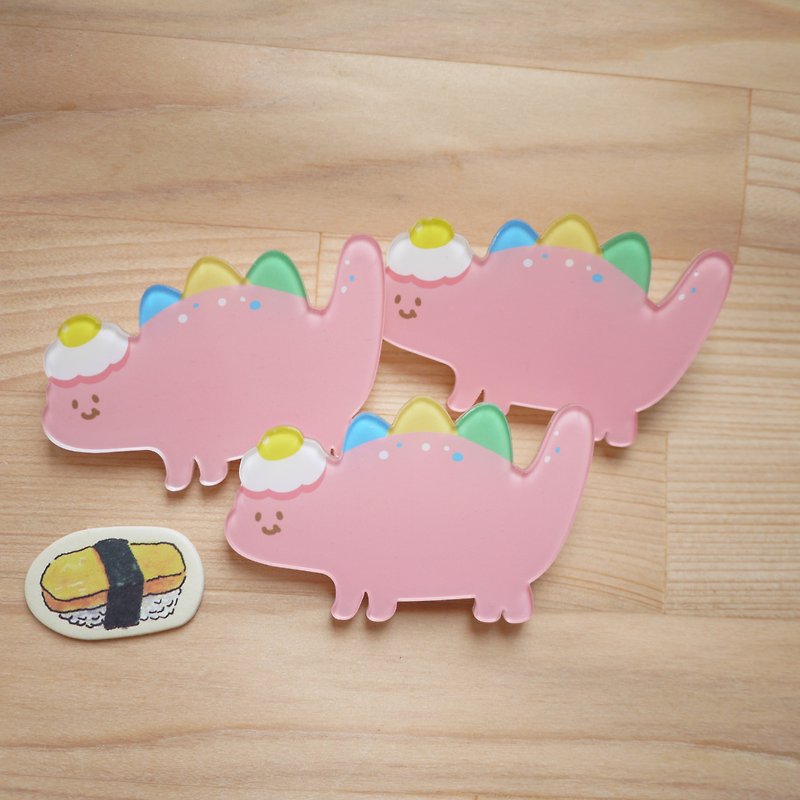 Acrylic Pin / Pink Stegosaurus - Badges & Pins - Acrylic Pink