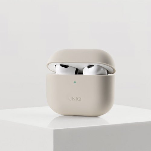 UNIQ AirPods 3代 Lino簡約液態矽膠藍牙耳機保護套-米色