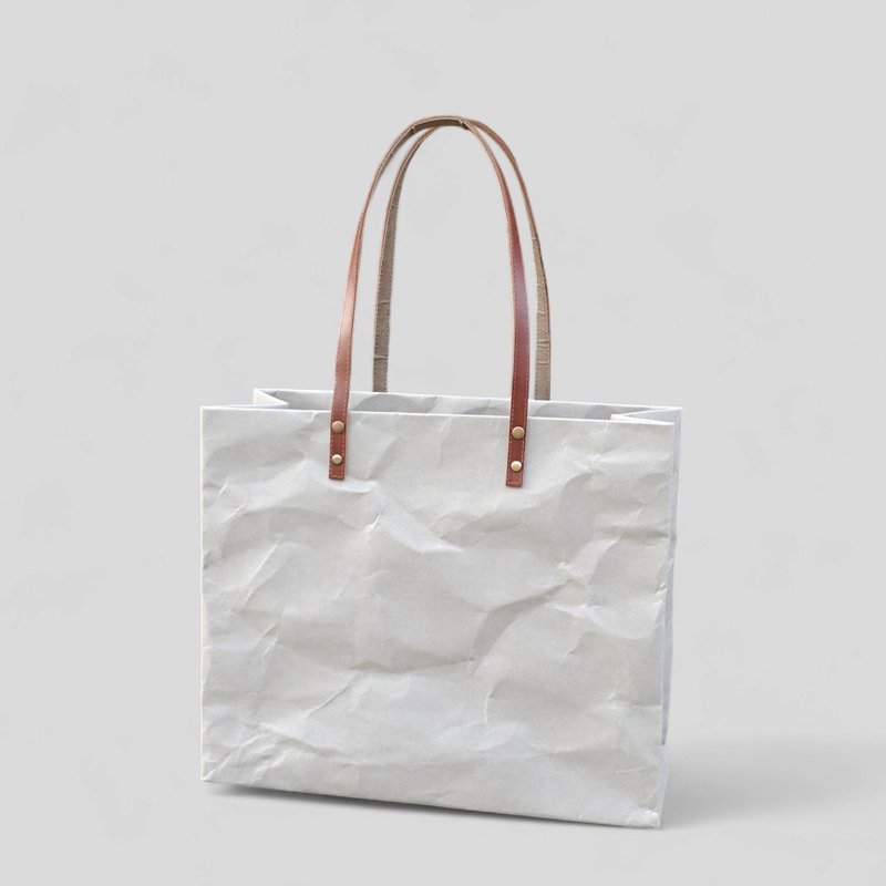 托特包 Washable Kraft Paper Shoulder Bag /防水 /抗撕破 /牛皮紙 /日常包款 /環保袋 - Other - Paper Gray