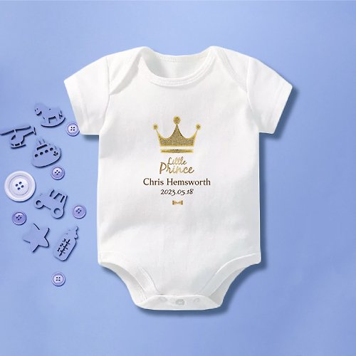 孩子陪你趣味童裝製造所 小王子 短袖包屁衣 客製 嬰兒 新生兒 彌月 滿月 禮物