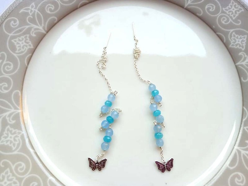 Natural gemstones ~ Tianhe Shihai Lanbao sterling silver earrings - Earrings & Clip-ons - Gemstone 