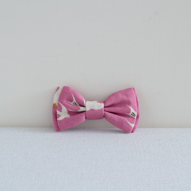 蝴蝶結髮夾－粉紅燕子 - 領帶/領帶夾 - 棉．麻 