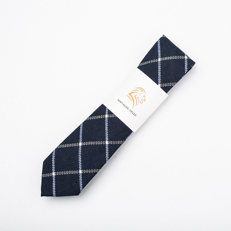 C0614-19 - 領帶/領帶夾 - 棉．麻 藍色