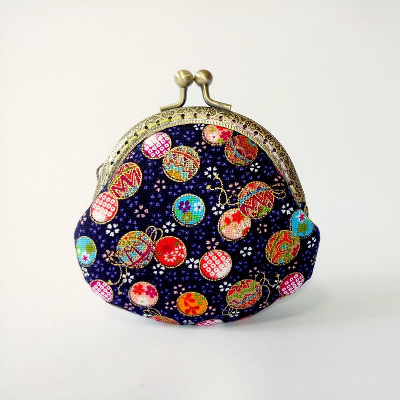 [small universe] mouth gold bag purse clutch bag Christmas exchange gift new year gift - กระเป๋าคลัทช์ - ผ้าฝ้าย/ผ้าลินิน สีม่วง