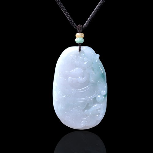 瓔珞珠寶盒 E.L.Jewelry Box 冰種飄花翡翠巧雕如意懷古牌項鍊 | 天然緬甸玉翡翠A貨 | 送禮