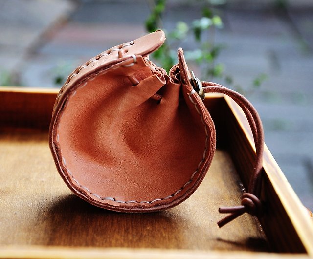 Genuine Leather Drawstring Coin Purse