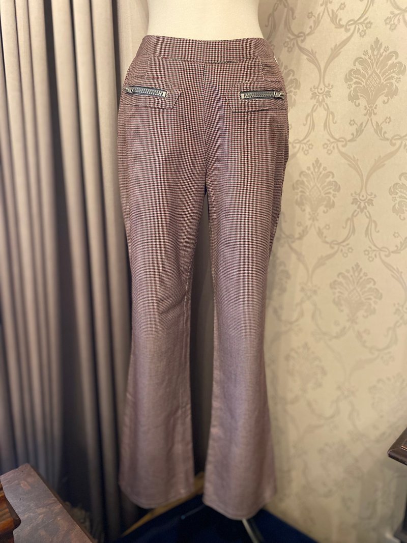 Color Chidori vintage woolen pants made in Japan - กางเกงขายาว - ขนแกะ สีเทา