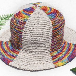 Hand-woven cotton Linen hat knit hat hat hat straw hat Alpine hat - color rainbow after the rain