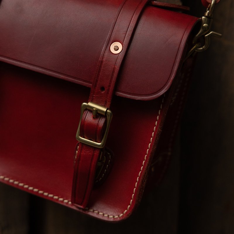 [Matisse Cambridge Bag] Vegetable Tanned Leather Cambridge Bag Messenger Bag - Venice Red - Messenger Bags & Sling Bags - Genuine Leather Red