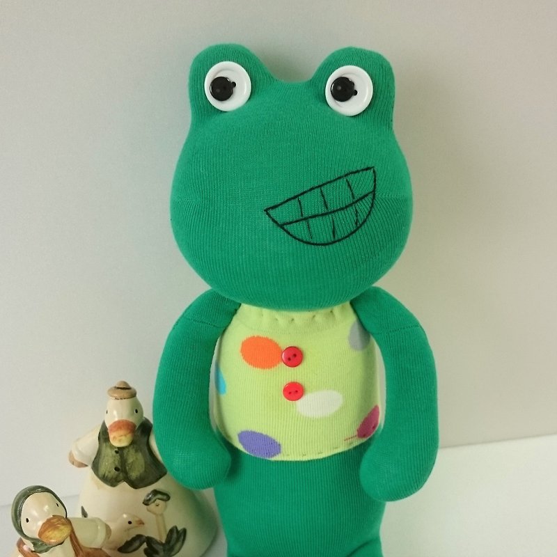 棉．麻 公仔模型 綠色 - 大肚蛙 / 玩偶 / 襪子娃娃 / 青蛙