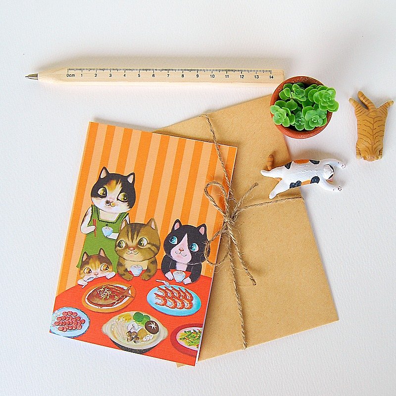 魚猫/カード - カード・はがき - 紙 オレンジ