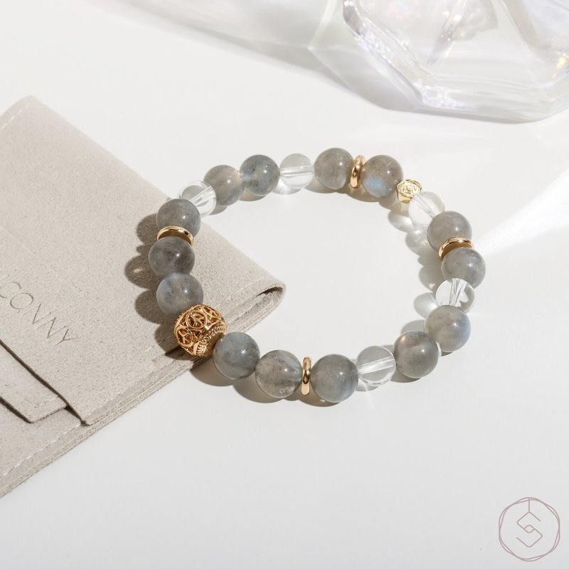 (Out of print) Higurashi | Labradorite white crystal | Men's crystal bracelet - สร้อยข้อมือ - คริสตัล สีเทา