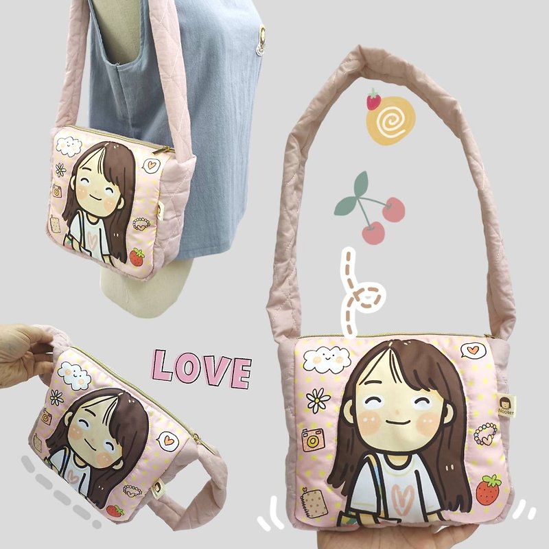 Soft and Plush Shoulder Bag Customizable Name/Message - 手袋/手提袋 - 聚酯纖維 卡其色